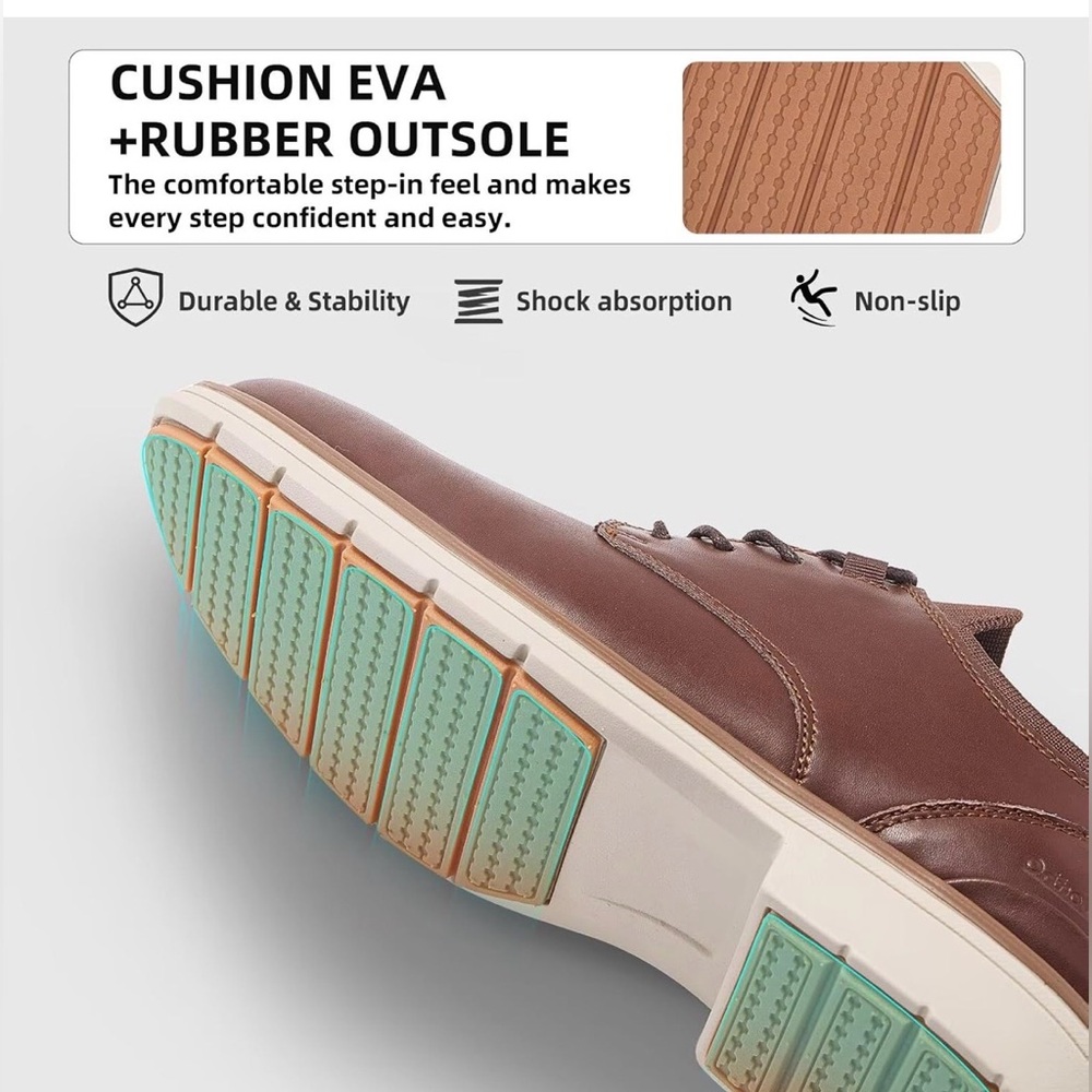 New-Orthopedic Leather Dress Shoes: Arch Support Plantar Fasciitis Walking - Picture 5 of 12